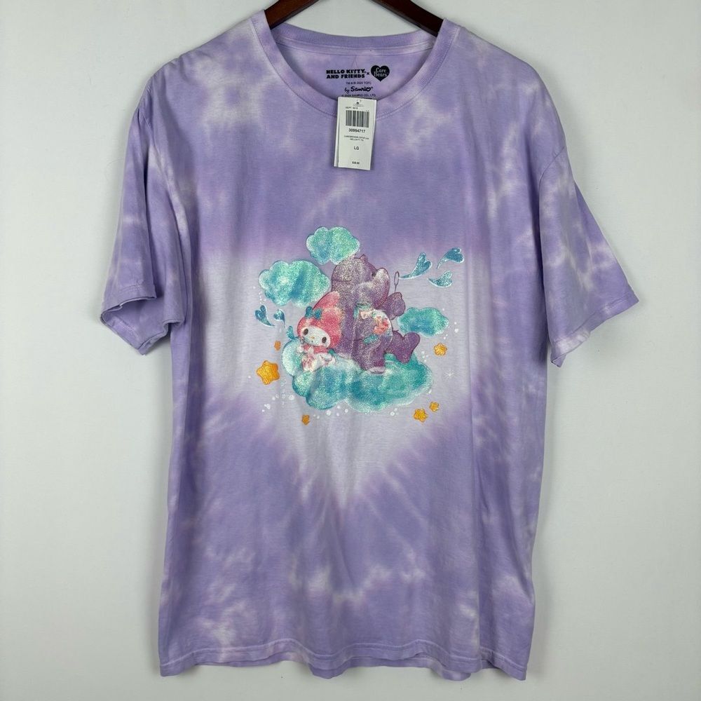 NWT Hot Topic Care Bears and Sanrio Tie Dye T-shirt